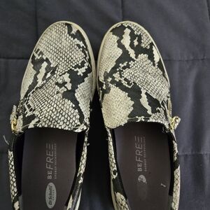 Dr. Scholl's Black and Cream Patterned Slip-Ons